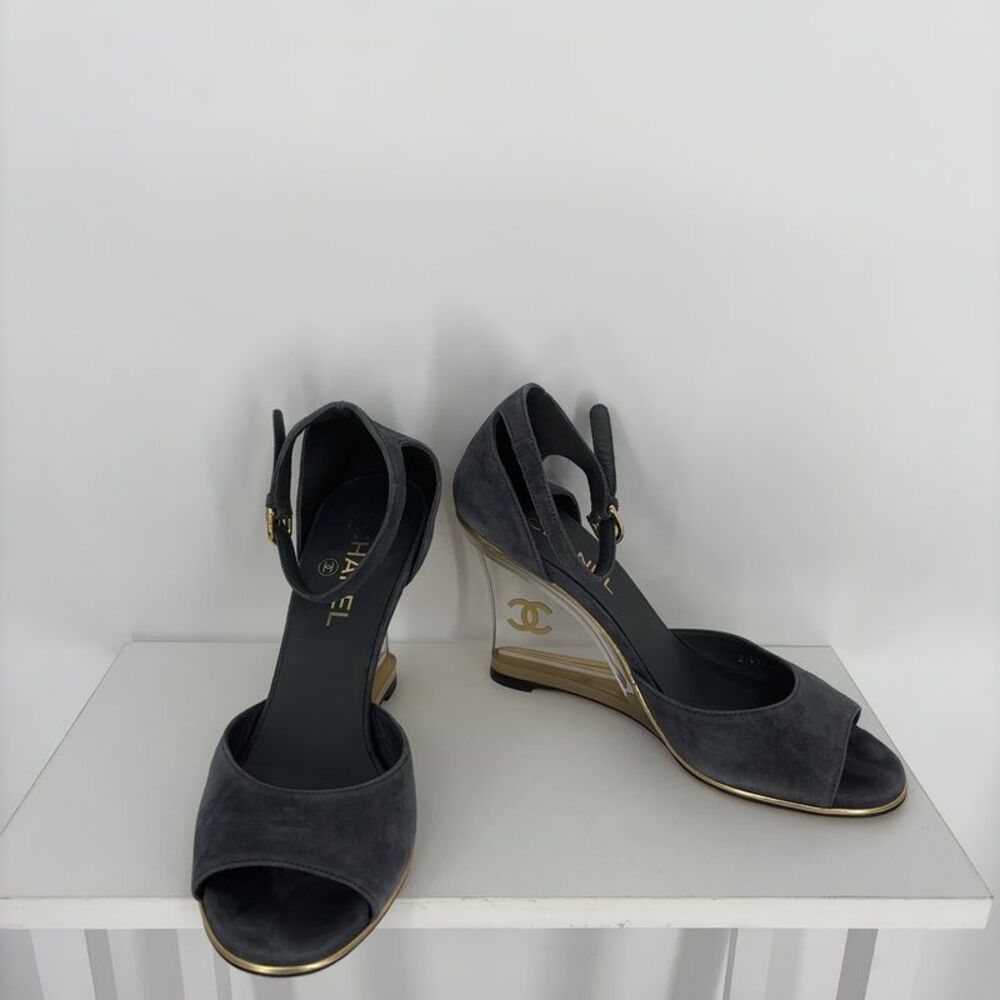 CHANEL Peep‑Toe Wedges
